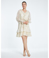 Ruffle Detailed Lace Long Sleeve Ecru Dress 38127