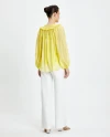 Beaded Embroidered Rubber Neck Long Sleeve Yellow Blouse 39442