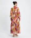 Patterned V-Neck Long Beige Dress 39517
