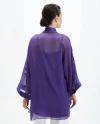 Şifon Kimono Altın İşlemeli Bol Kesim Mor Kap 38504