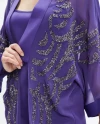 Şifon Kimono Altın İşlemeli Bol Kesim Mor Kap 38504