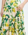 Limon Desenli Sıfır Kol V Yaka Eteği Fırfırlı Uzun Bej Elbise 39366