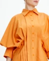 Bat Sleeve Pleated Three Quarter Sleeve Orange Shirt 39590