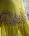 Balloon Sleeve Skirt Embroidered Yellow Tunic 38529