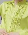 Ruffled Long Sleeve Acid Yellow Shirt 38701