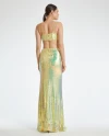 Thin Strap Chain Detailed Window Sequined Fish Form Yellow Dress 37185
