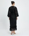 İspanyol Kol Desenli V Yaka Uzun Siyah Elbise 39360