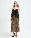 Leopard Patterned Camel Long Elegant Skirt 39372