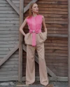 Zero Sleeve Relaxed Cut Pink Suit 39635