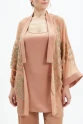 Şifon Kimono Altın İşlemeli Bol Kesim Camel Kap 38504