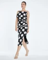 Stone Rope Strap Polka Dot Midi Length Satin Black Dress 35769