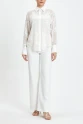 Long Cuffed Ecru Patterned Transparent Classic Shirt 39240