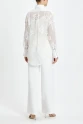 Long Cuffed Ecru Patterned Transparent Classic Shirt 39240