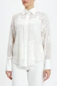 Long Cuffed Ecru Patterned Transparent Classic Shirt 39240