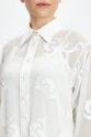 Long Cuffed Ecru Patterned Transparent Classic Shirt 39240